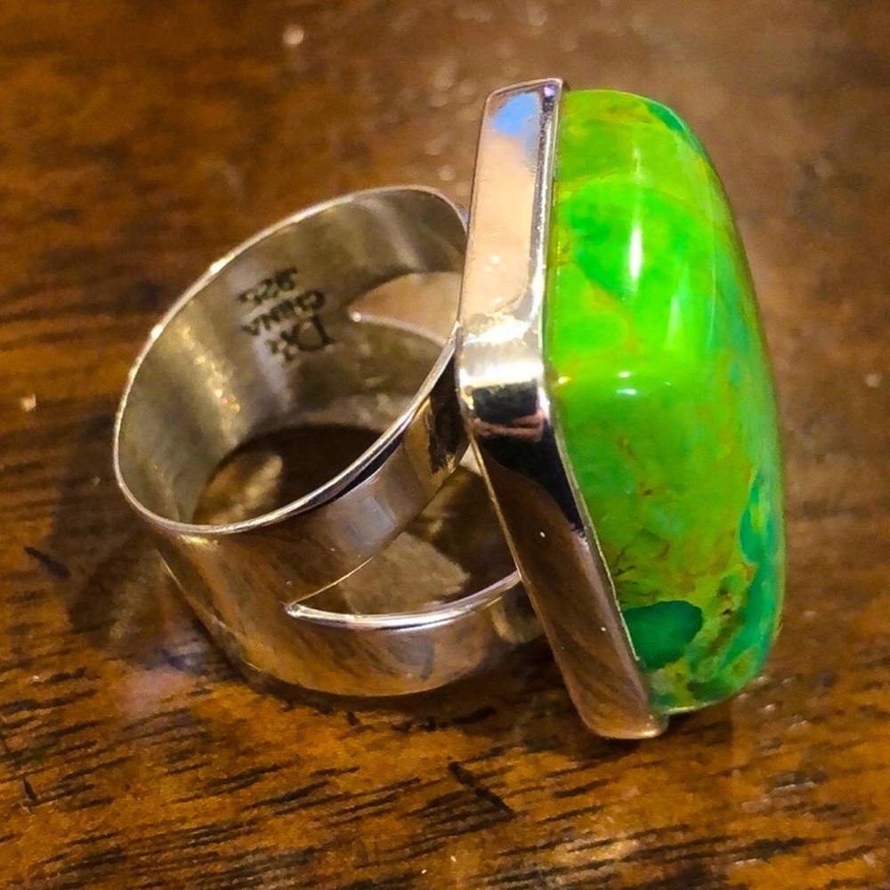 JAY KING DTR Green Turquoise Sterling Silver Cabochon Ring Sz 10 - Picture 6 of 16
